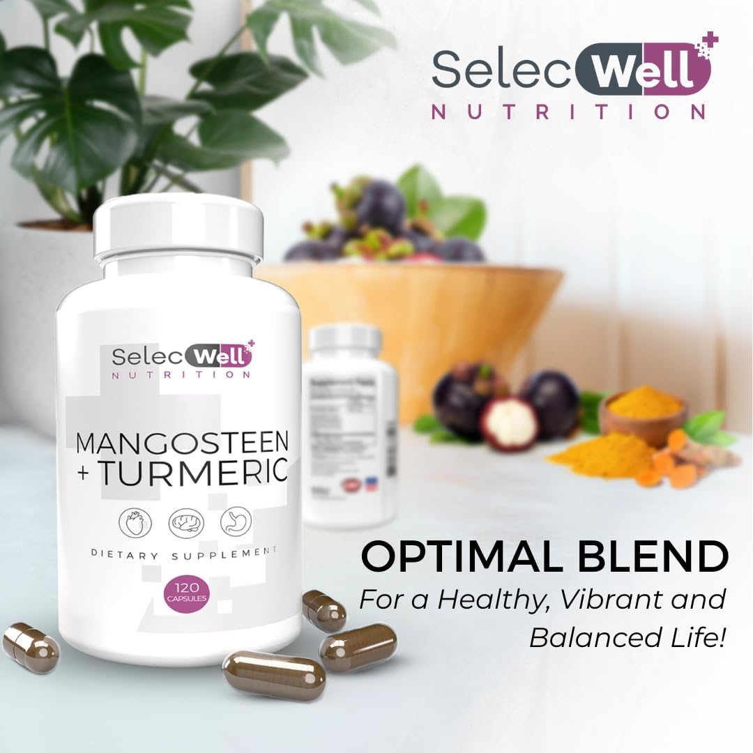 Wellness Formula: Mangosteen & Turmeric Capsules for Joint & Digestive Support | Natural Ingredients | 120 Veg Caps, 1500mg/serv