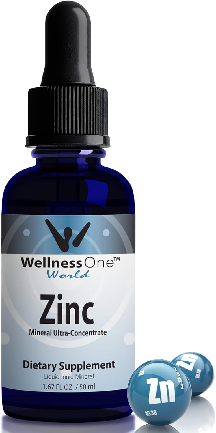 WellnessOne Ionic Liquid Zinc Drops - Immunity Support for Kids & Adults - Highly Absorbable, USA Tested, Vegan, Non-GMO - 1.67 fl oz