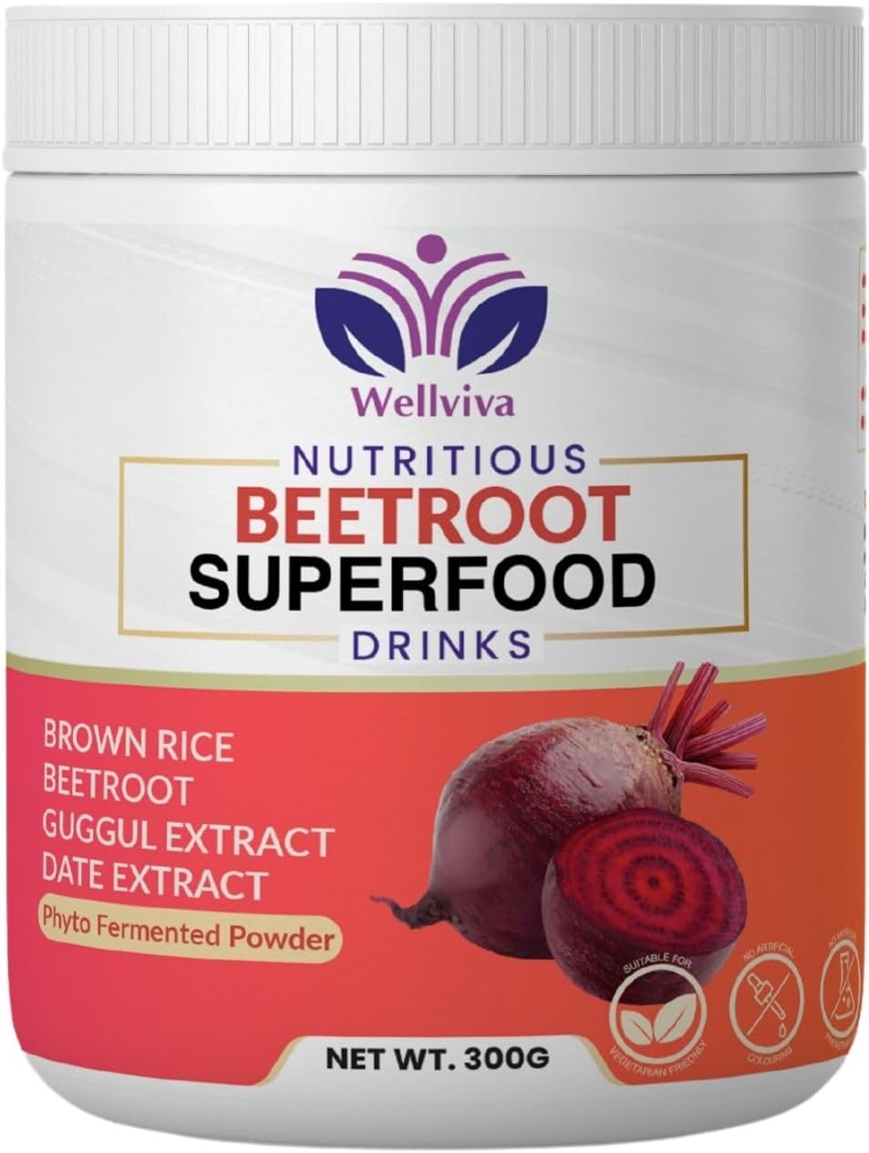 Wellviva Beetroot Superfood Oat Drink 300g - Natural Nitric Oxide Booster with Prebiotic Fiber - Boosts Metabolism and Stamina