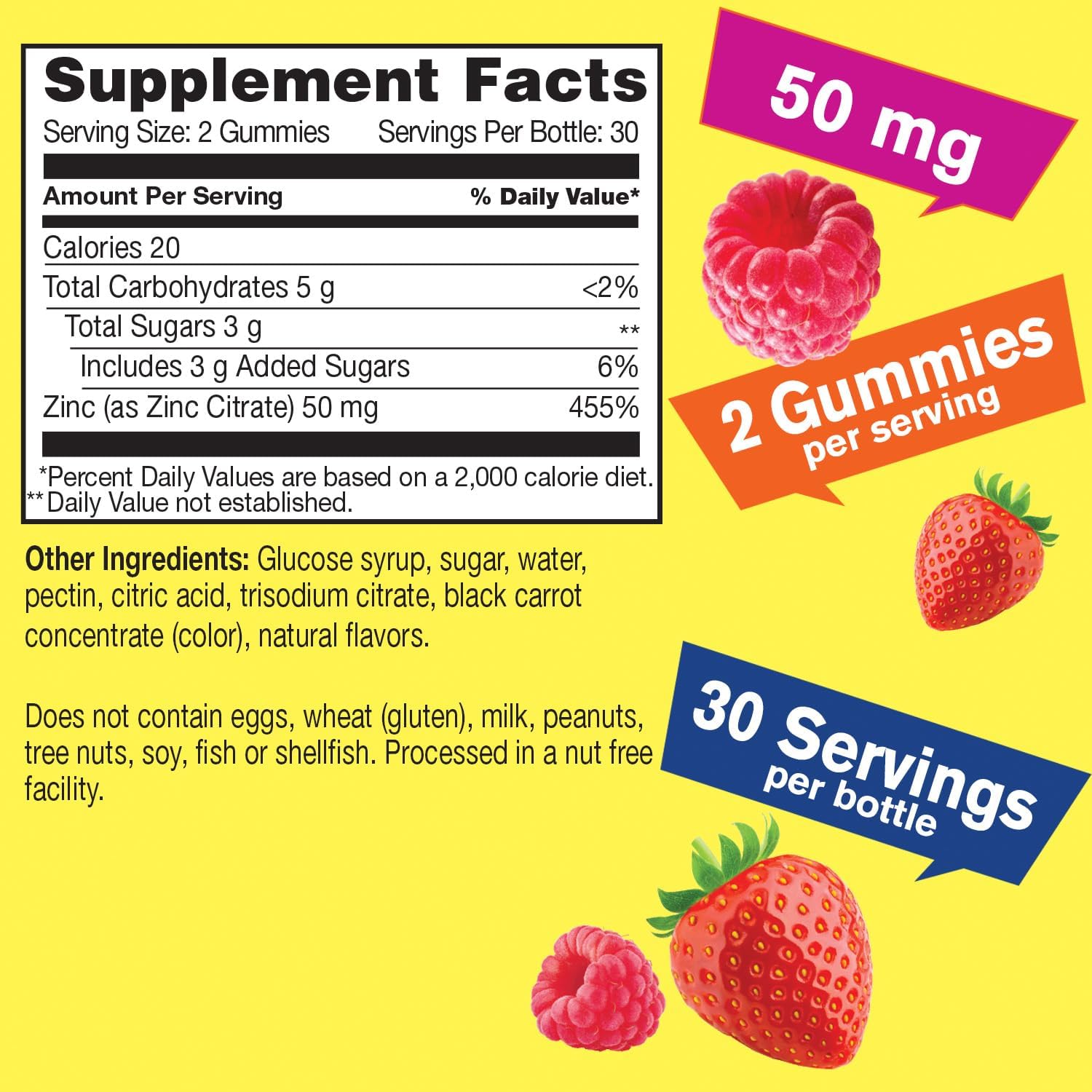 WellYeah 50 mg Zinc Gummies - Boosts Immune System and Antioxidant Health - Berry Flavor - Gluten-Free, GMO-Free - 60 Chewable Gummies