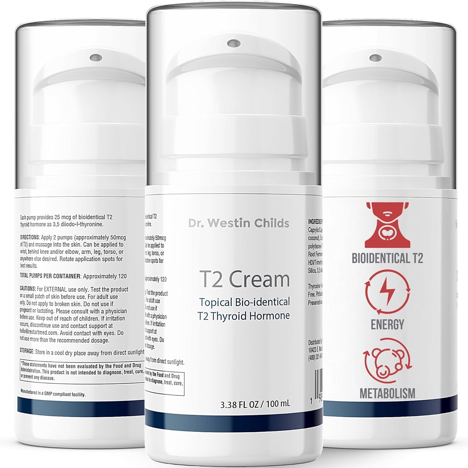 Westin Childs T2 Cream - Bioidentical T2 Thyroid Support for Women, Lotion Form for Hormone Balance in Hypothyroidism, Hashimoto's, Thyroidectomy & Rai, 60 Servings