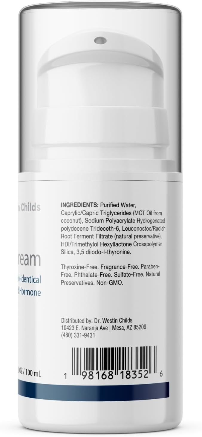 Westin Childs T2 Cream - Bioidentical T2 Thyroid Support for Women, Lotion Form for Hormone Balance in Hypothyroidism, Hashimoto's, Thyroidectomy & Rai, 60 Servings