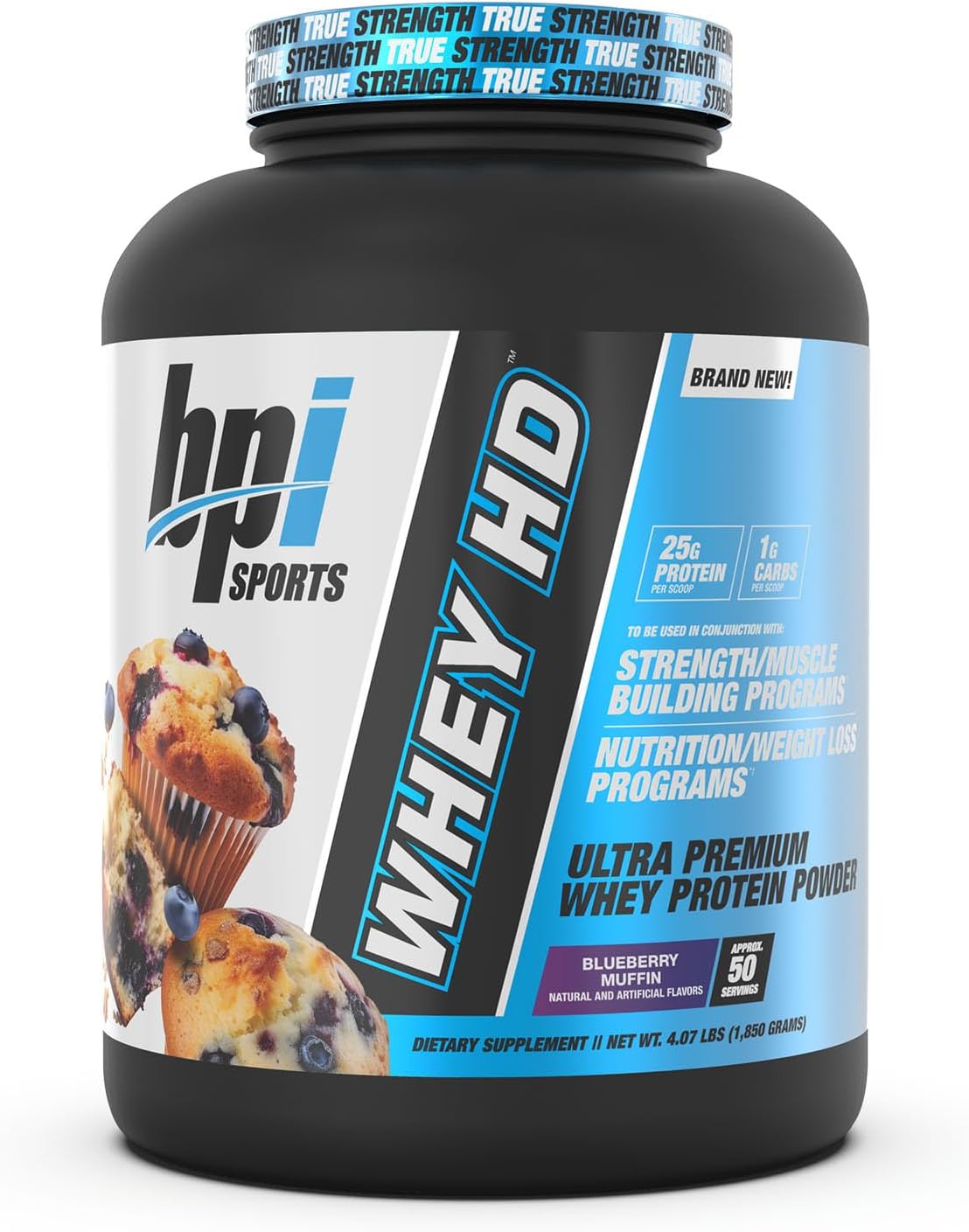 Whey HD Ultra Premium Protein Powder, Blueberry Muffin Flavor, 4.07 lb by BPI Sports