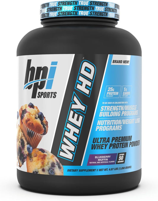 Whey HD Ultra Premium Protein Powder, Blueberry Muffin Flavor, 4.07 lb by BPI Sports