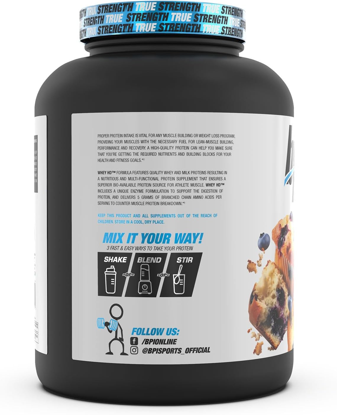 Whey HD Ultra Premium Protein Powder, Blueberry Muffin Flavor, 4.07 lb by BPI Sports
