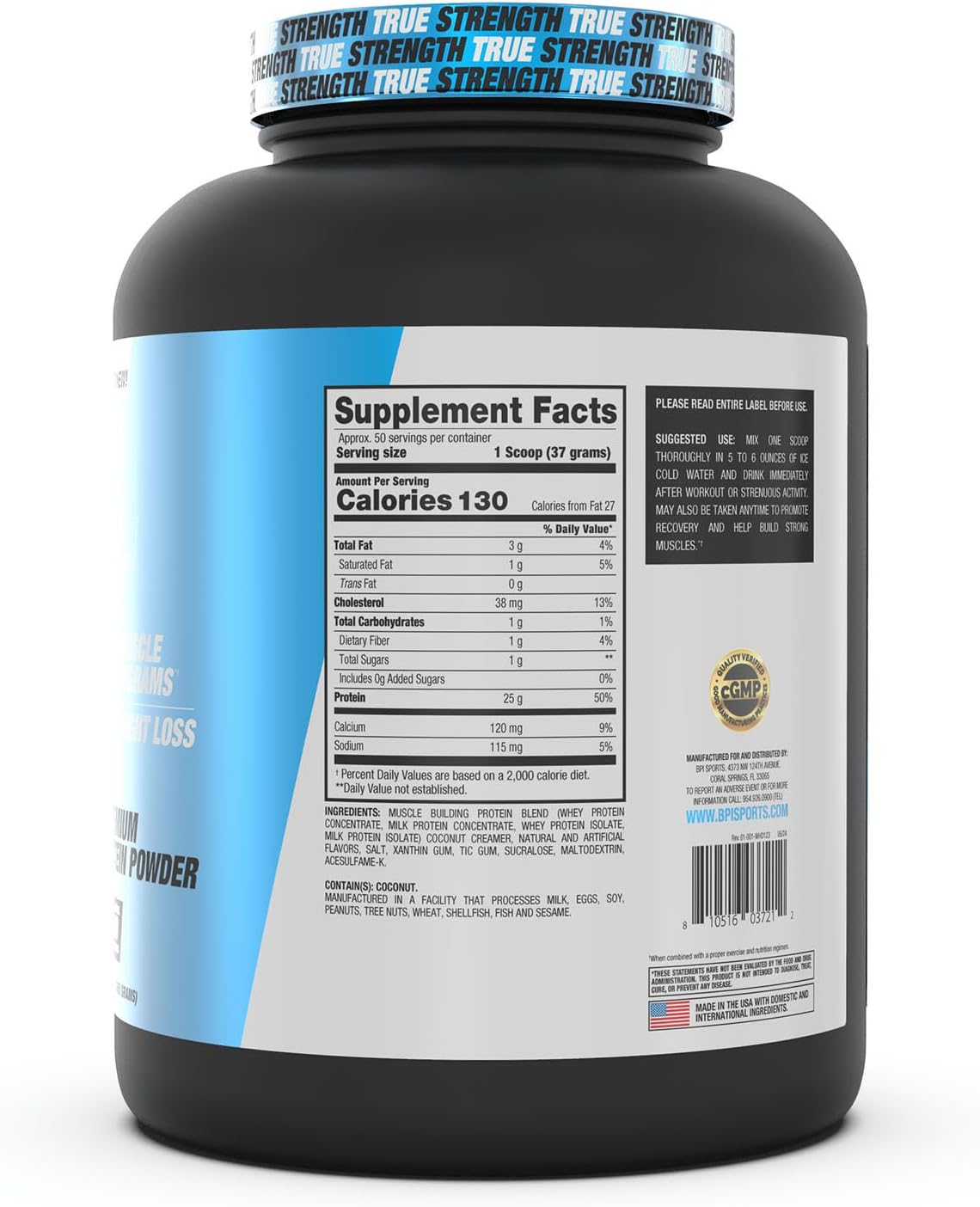 Whey HD Ultra Premium Protein Powder, Blueberry Muffin Flavor, 4.07 lb by BPI Sports