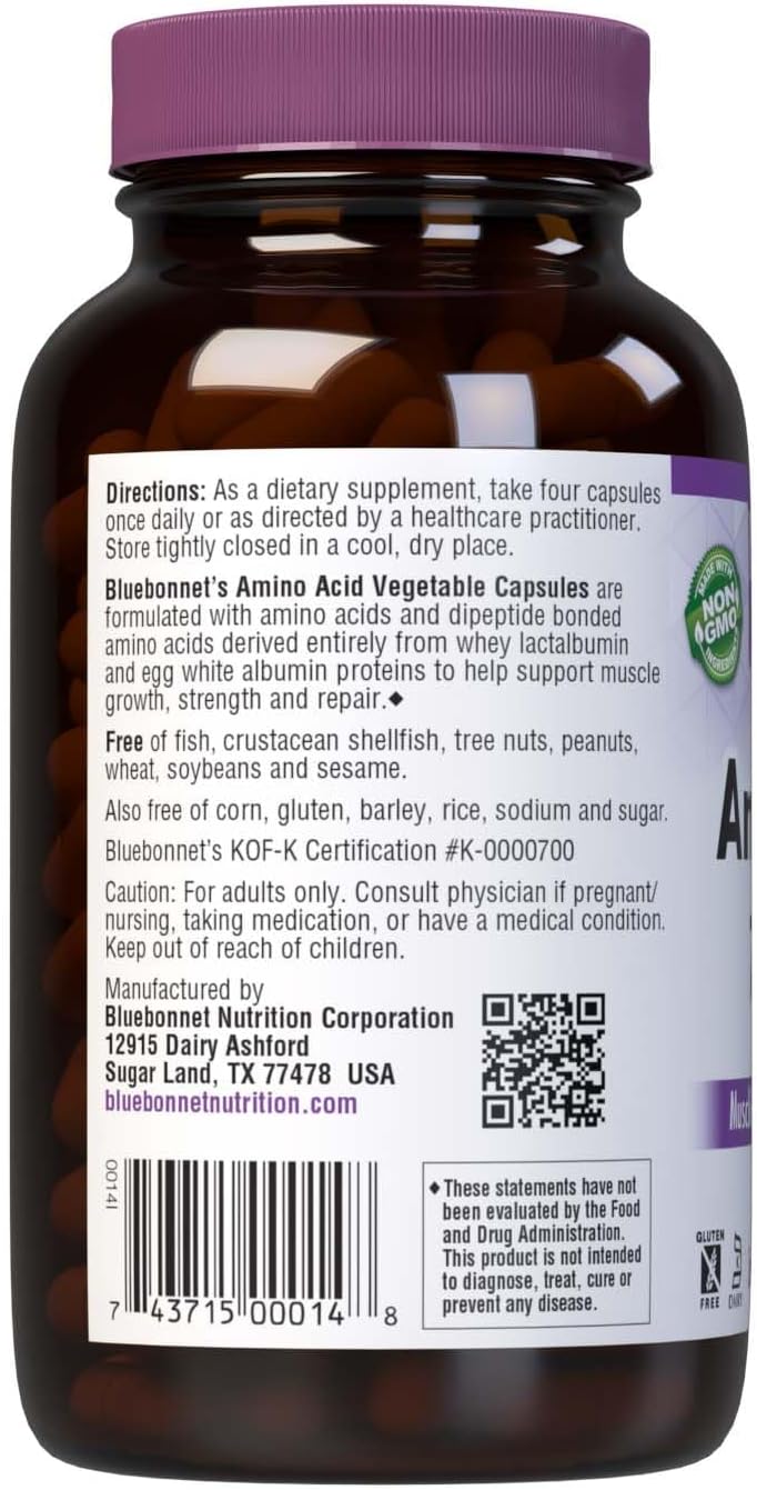 White Bluebonnet Amino Acid 750 mg Vitamin Capsules - 180 Count