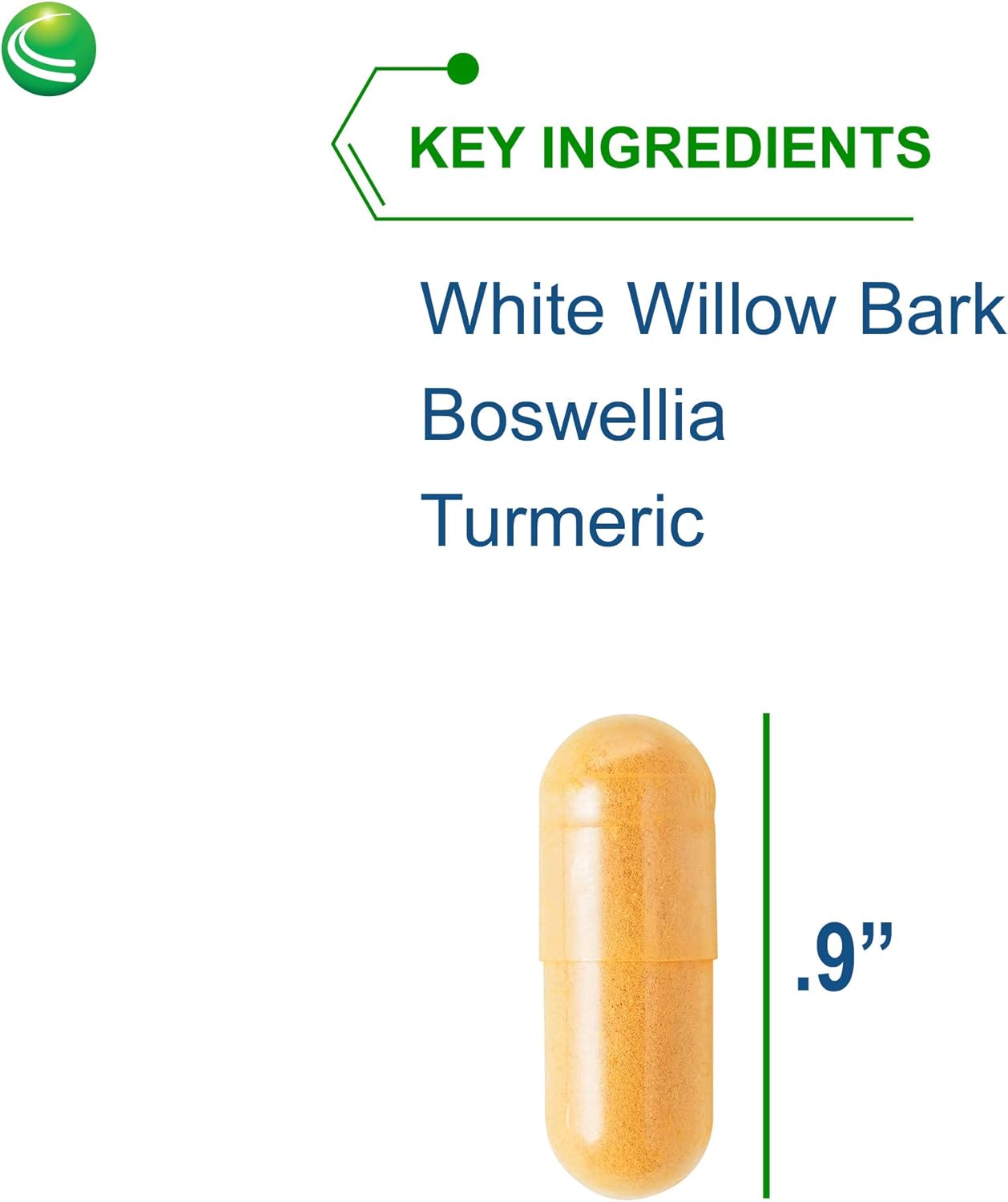 White Willow Forte Capsules - Support Body Comfort with White Willow Bark, Boswellia, and Turmeric - Gluten Free, Vegan, Non-GMO - 120 ct.