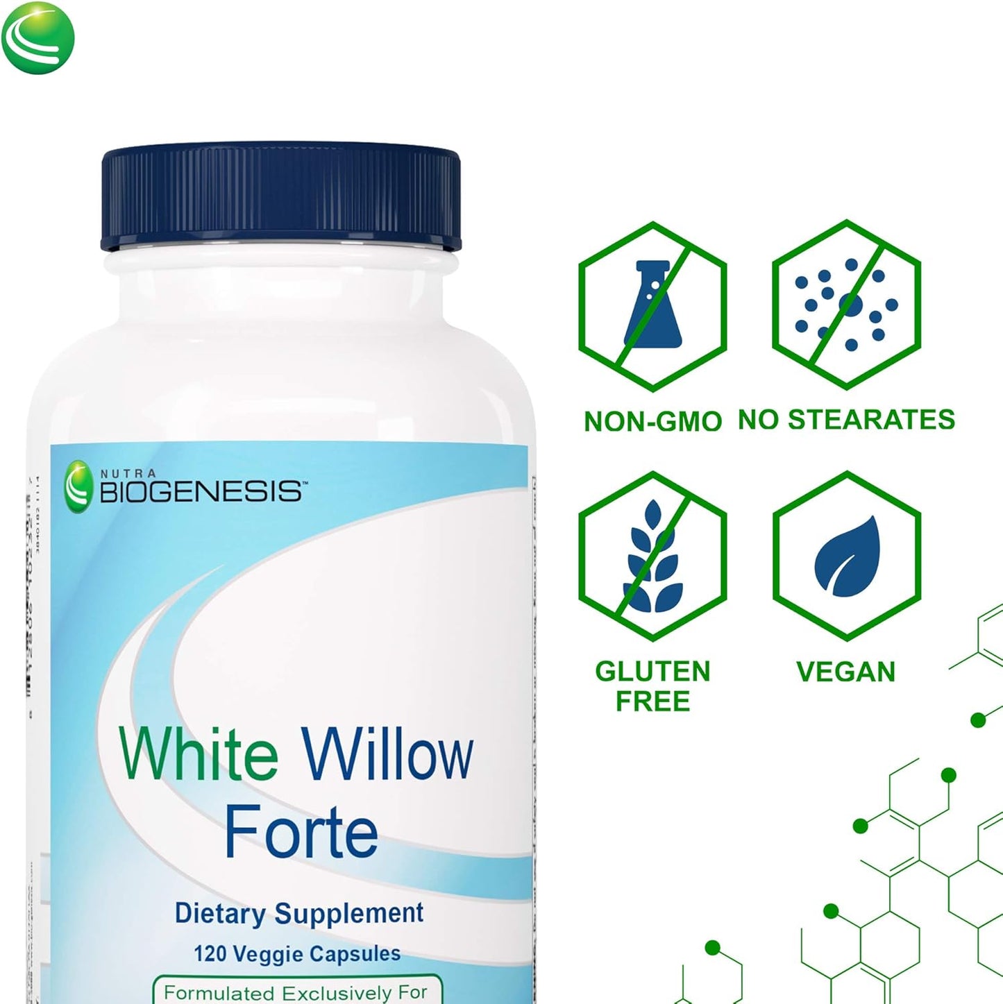 White Willow Forte Capsules - Support Body Comfort with White Willow Bark, Boswellia, and Turmeric - Gluten Free, Vegan, Non-GMO - 120 ct.