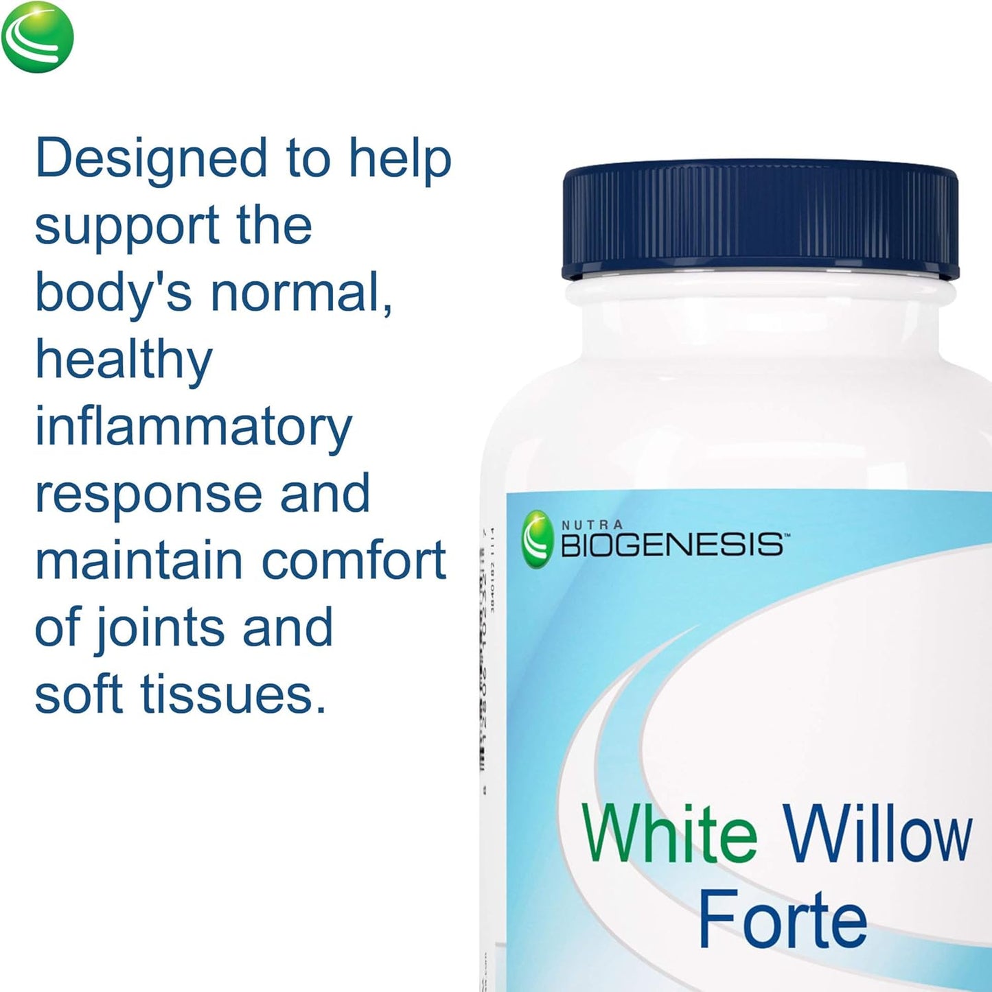 White Willow Forte Capsules - Support Body Comfort with White Willow Bark, Boswellia, and Turmeric - Gluten Free, Vegan, Non-GMO - 120 ct.