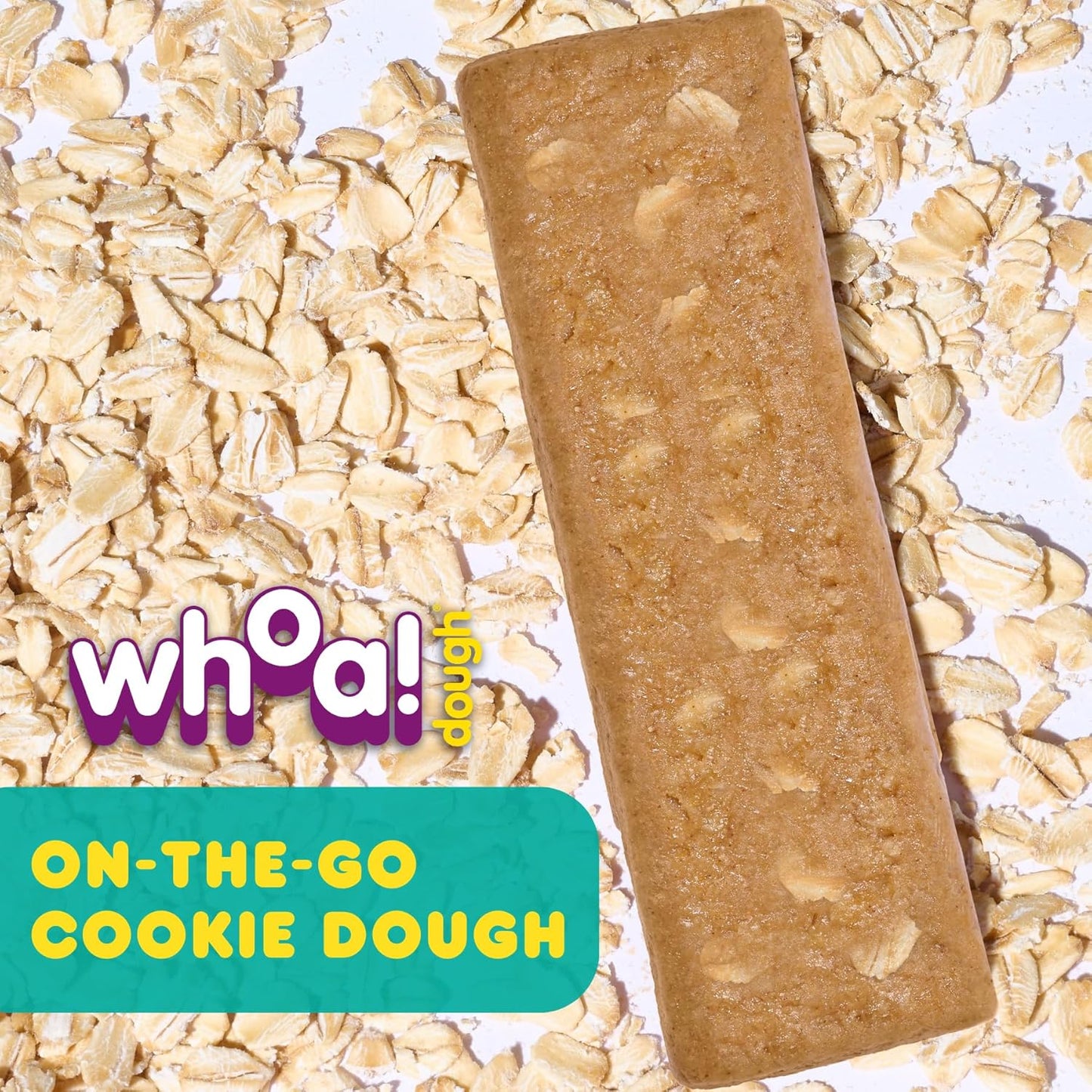 Whoa Dough Edible Cookie Dough Bars - Non-GMO, Kosher, Gluten Free - Healthy Snack Foods - Plant Based Real Ingredients - Oatmeal Cookie Dough - 10 Pack