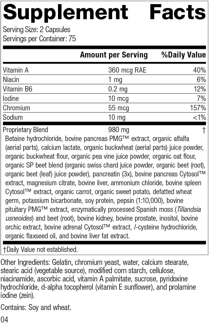 Whole Food Bowel, Pancreas, and Metabolism Support Capsules with Antioxidants and Gallbladder Support - 150 Count