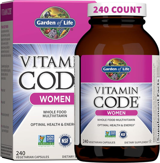 Whole Food Multivitamin for Women with Iron, Folate, and Probiotics - 240 Vegetarian Capsules by Garden of Life