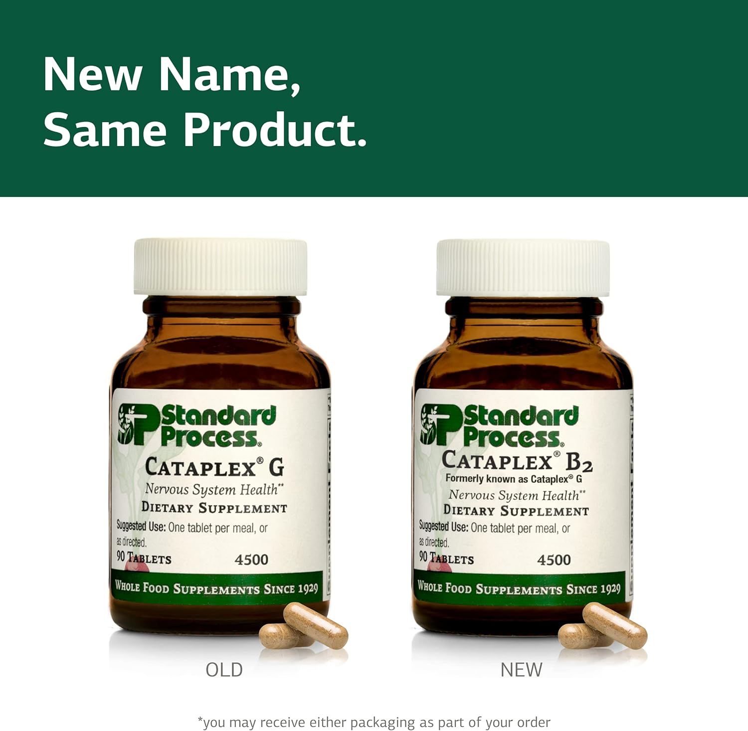 Whole Food Nervous System Support with Standard Process Cataplex B2 - Metabolism and Brain Supplement - 90 Tablets