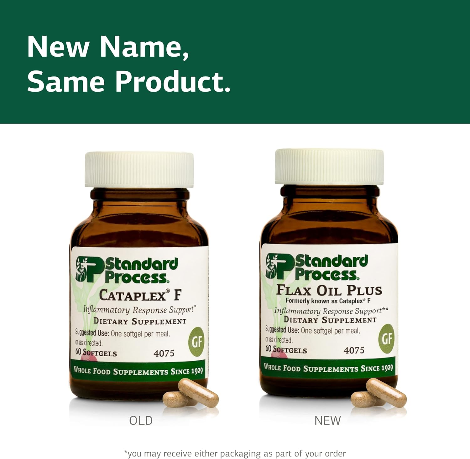 Whole Food Supplement for Metabolism, Skin, & Hair Health - Standard Process Cataplex F - 60 Softgels