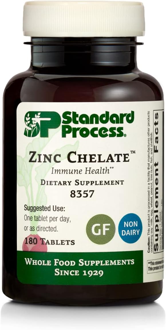 Whole Food Zinc Chelate Supplement with Beet Root for Digestive and Skin Health - 180 Tablets by Standard Process Inc.