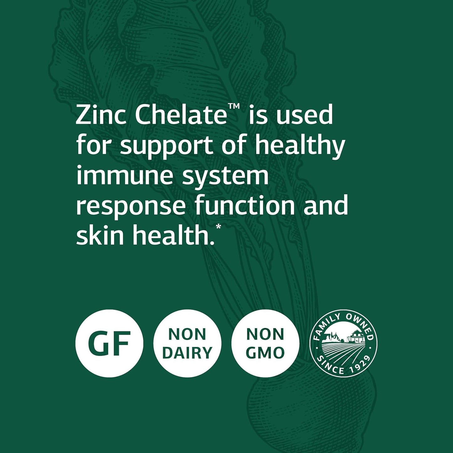 Whole Food Zinc Chelate Supplement with Beet Root for Digestive and Skin Health - 180 Tablets by Standard Process Inc.