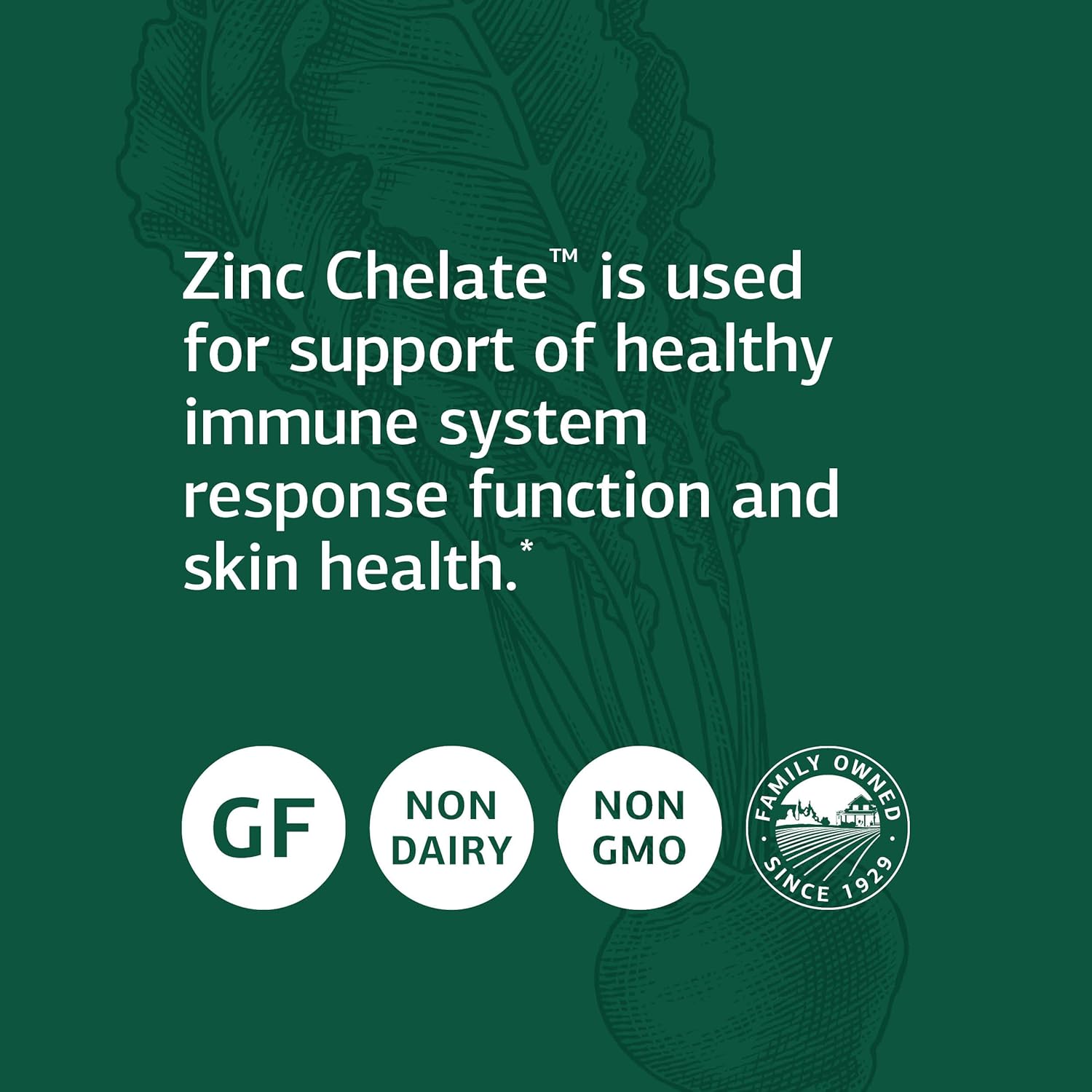 Whole Food Zinc Chelate Supplement with Beet Root for Digestive and Skin Health - 180 Tablets by Standard Process Inc.