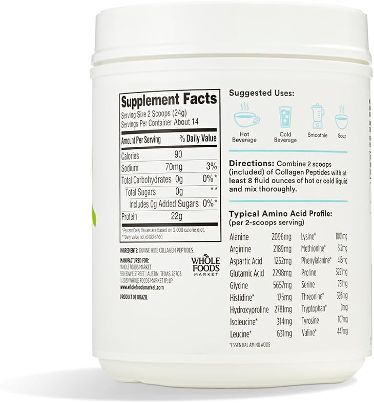 Whole Foods Market 365 Collagen Peptides Protein Powder Unflavored 12oz