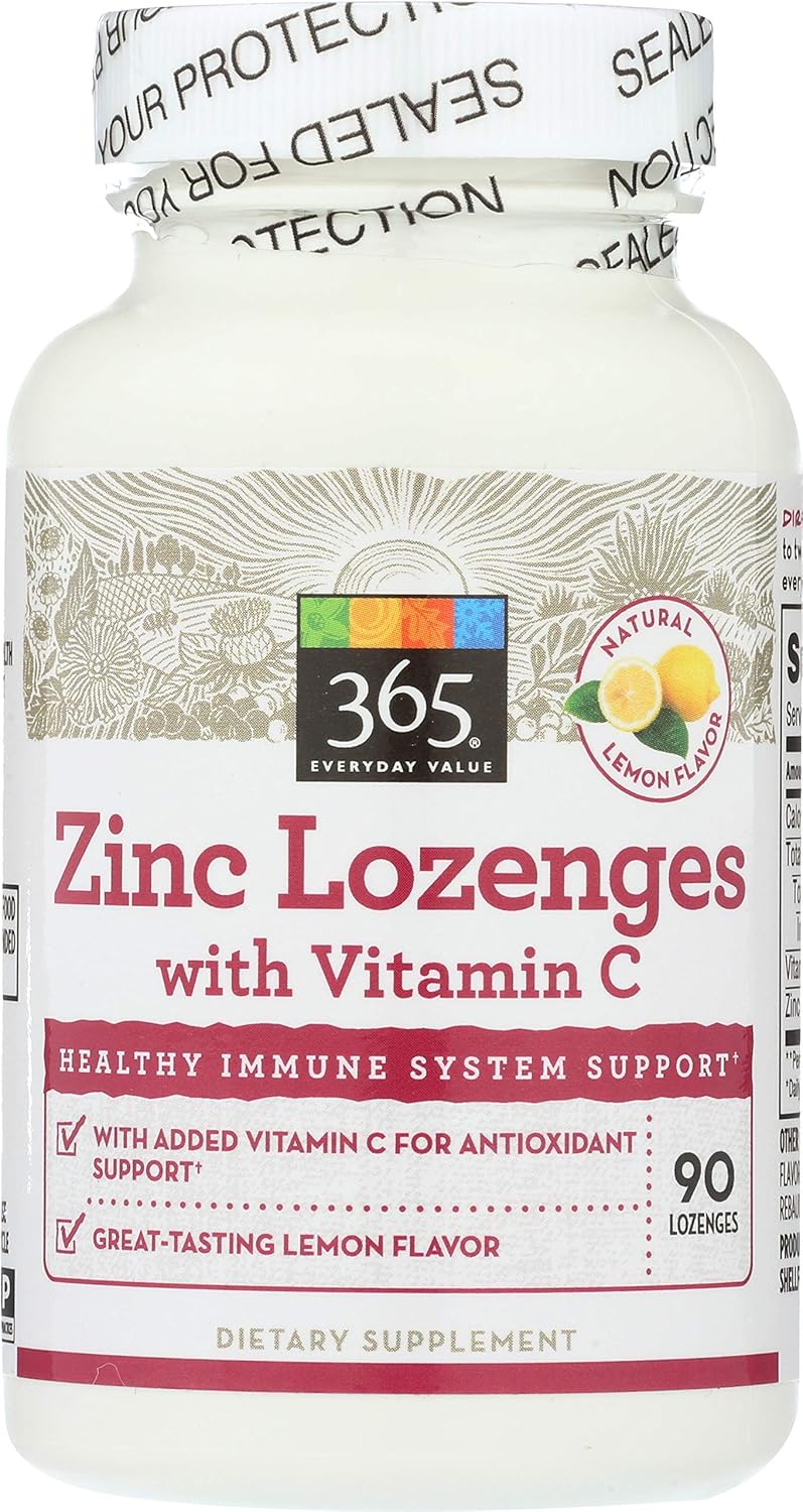 Whole Foods Market 365 Everyday Value, 90 ct Zinc Lozenges with Vitamin C for Immune Support