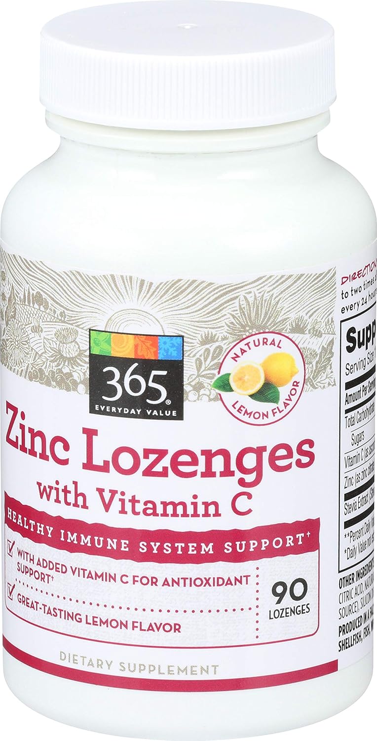 Whole Foods Market 365 Everyday Value, 90 ct Zinc Lozenges with Vitamin C for Immune Support