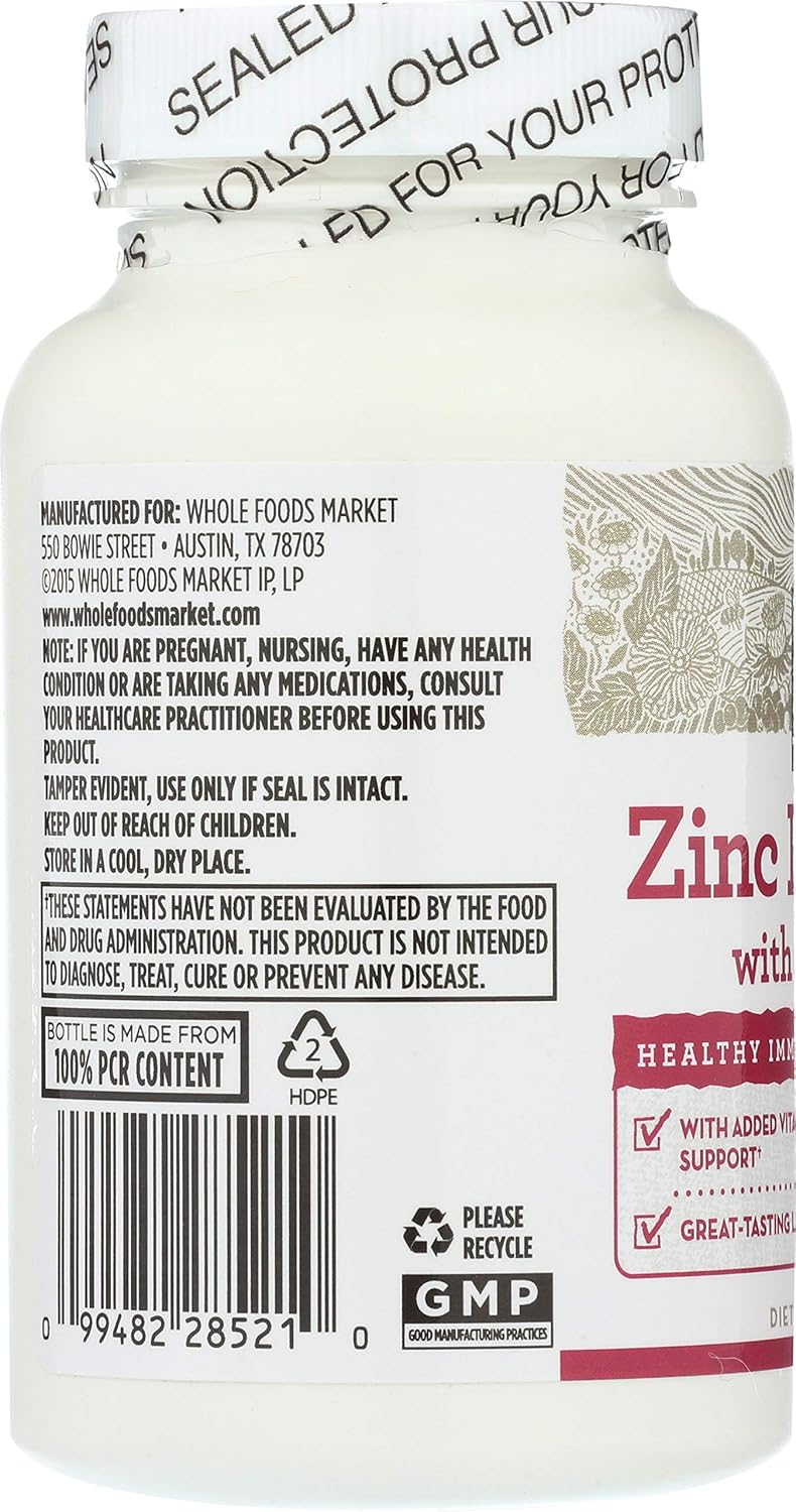 Whole Foods Market 365 Everyday Value, 90 ct Zinc Lozenges with Vitamin C for Immune Support