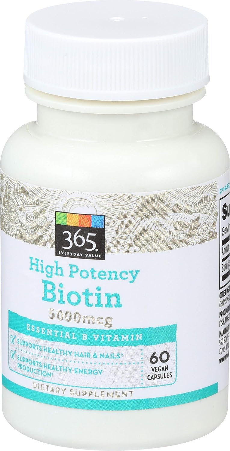 Whole Foods Market 365 Everyday Value High Potency Biotin 5000mcg - 60 Count Bottle