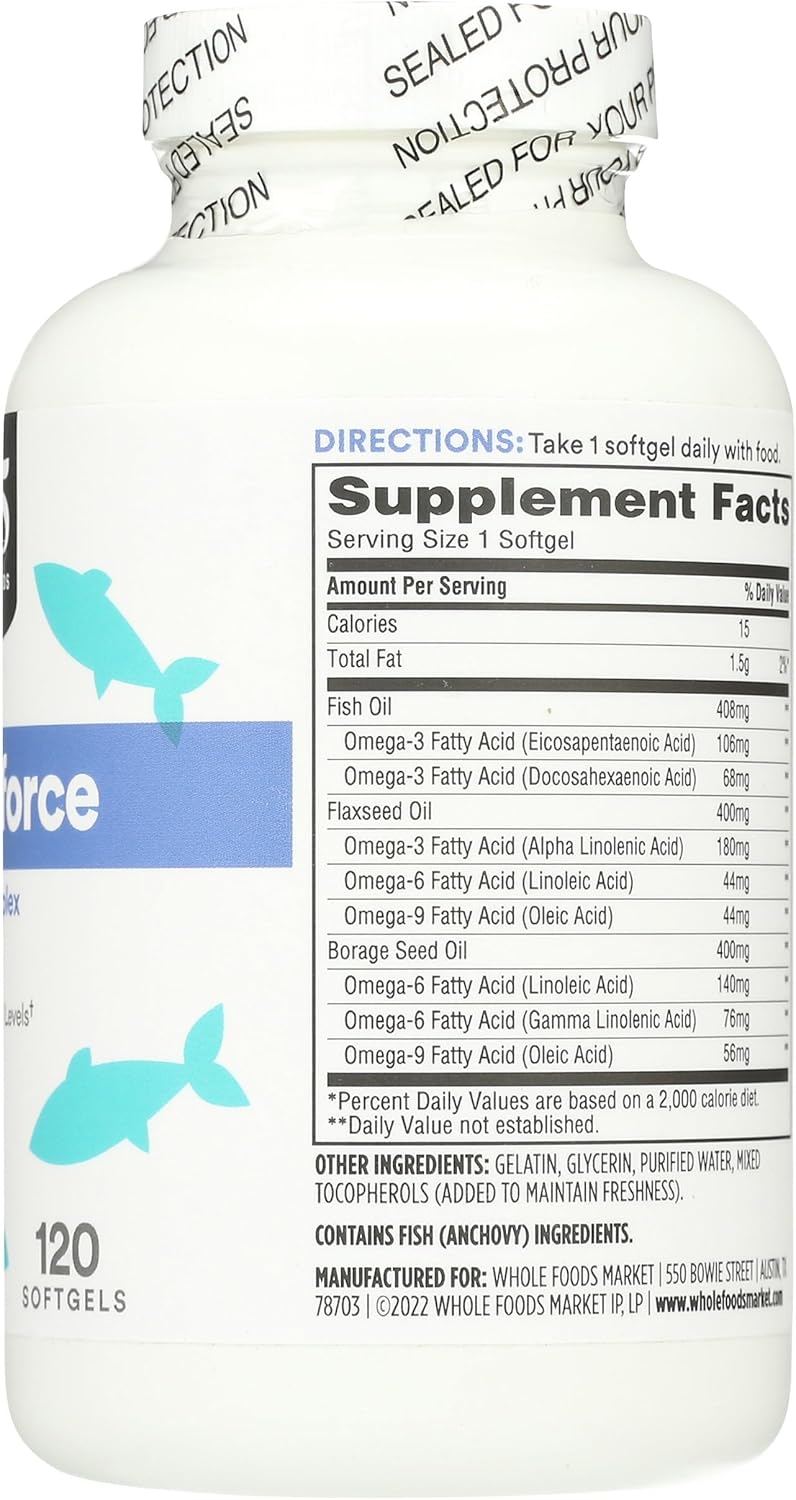 Whole Foods Market 365 Omegaforce 3 6 9 Complex Softgels - 120 Count