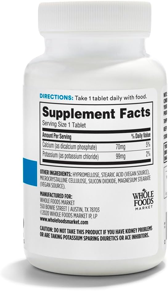 Whole Foods Market 365 Potassium 99mg 250 Tablets, Dietary Supplement
