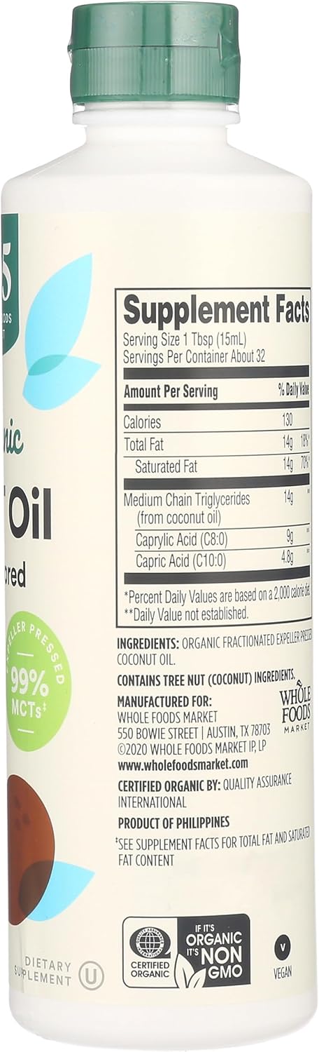 Whole Foods Market 365 Unflavored MCT Oil - 16 Fl Oz Bottle