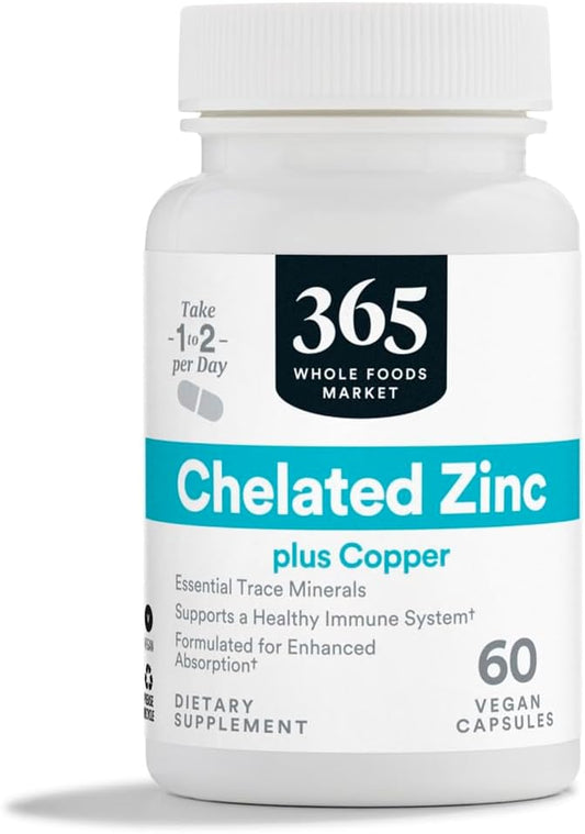 Whole Foods Market 365 Zinc Chelated Supplement, 60 Capsules