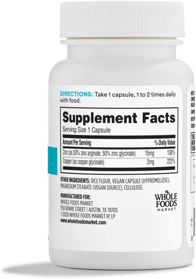 Whole Foods Market 365 Zinc Chelated Supplement, 60 Capsules