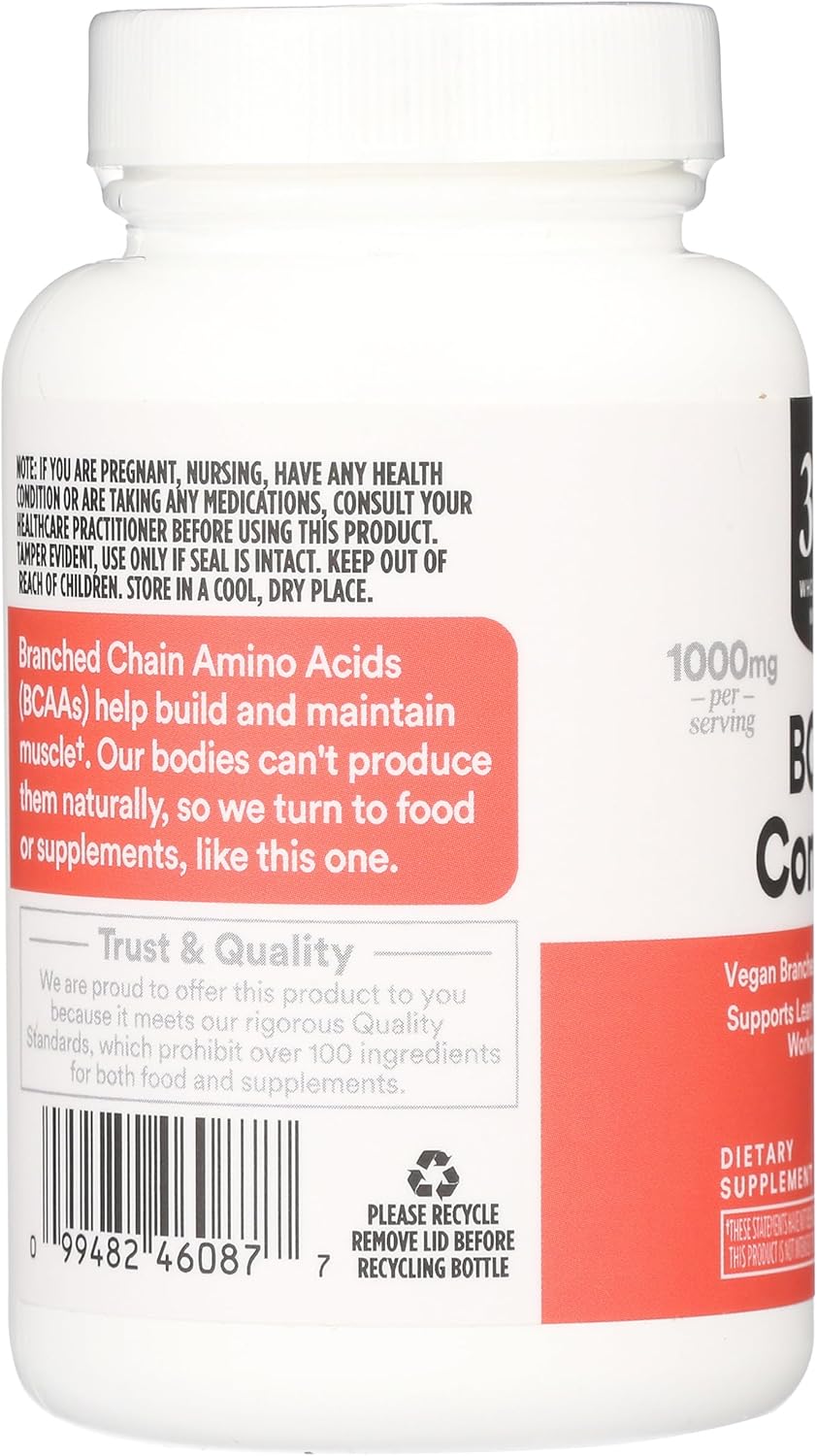 Whole Foods Market BCAA Complex Dietary Supplement - 60 Count Bottle