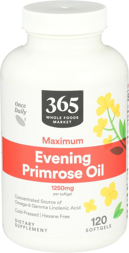 Whole Foods Market Evening Primrose Oil Softgels - 1250mg, 120 Count - 365 Brand