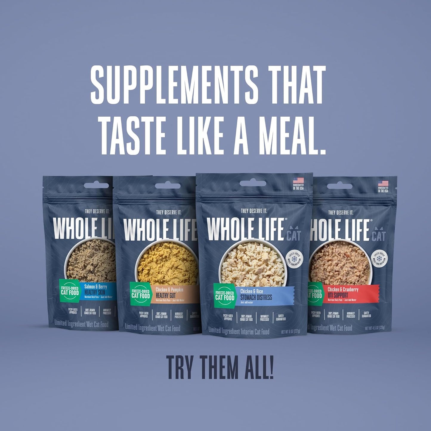 Whole Life Pet Freeze Dried Cat Food - Skin & Coat Health Supplements, Allergy Relief, Immune Support - 30-Day Supply