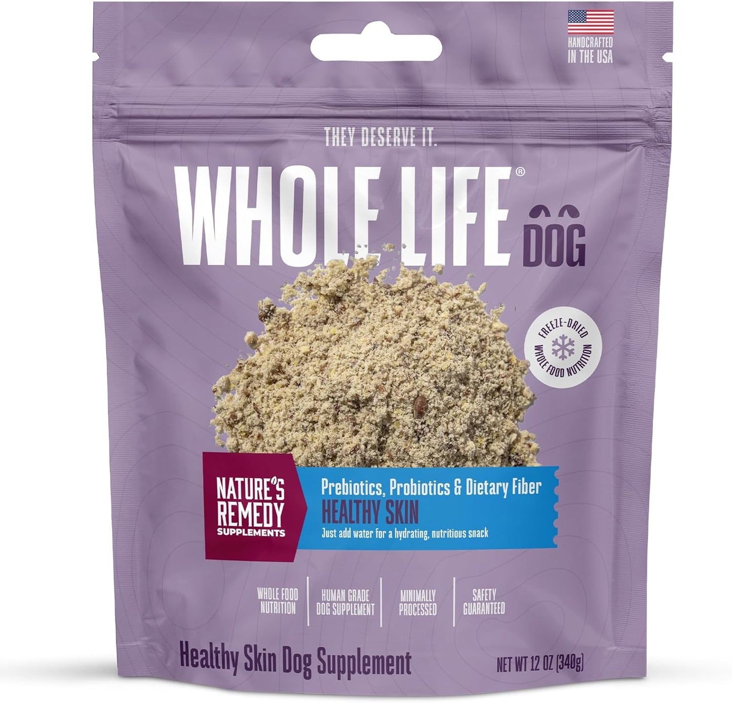 Whole Life Pet Healthy Skin and Coat Dog Supplements with Probiotics & Omega 3 - Natural Relief for Dry Skin, Allergies, and Digestive Support - 90 Servings