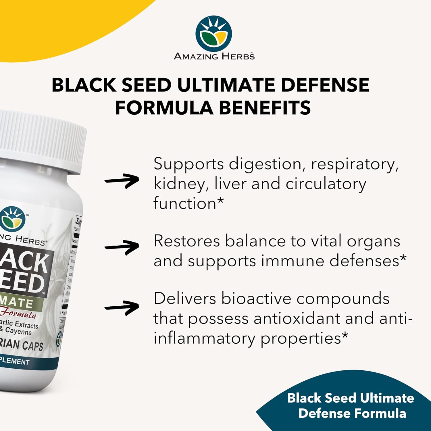 Whole Spectrum Black Seed Ultimate Capsules with Olive Leaf, Garlic Extract, Ginger & Cayenne - 100 Count Vegan Pills, Gluten Free & Non GMO