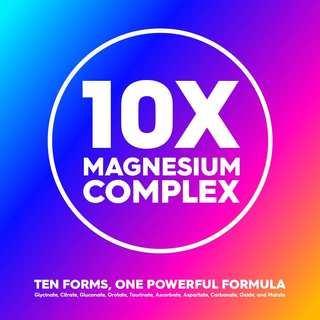 WholeMag Magnesium Supplement Complex - 60 Vegetarian Capsules for Muscle, Bone, & Nerve Health - 10 in 1 Formula for Overall Wellness - Lab Tested, Non-GMO, Gluten Free