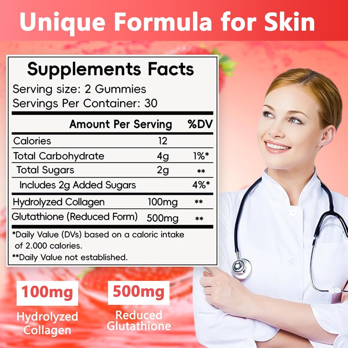 Whoyun Glutathione Collagen Gummies | Skin Health Formula with Reduced Glutathione & Hydrolyzed Collagen | Reduce Wrinkles, Boost Immunity & Liver Health | 60 Gummies