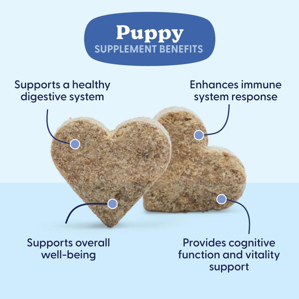 Wild Alaska Salmon Fish Oil Supplement for Puppies - DHA Omega 3, Probiotic, Immune Support, Heart Health - 60 Soft Chews