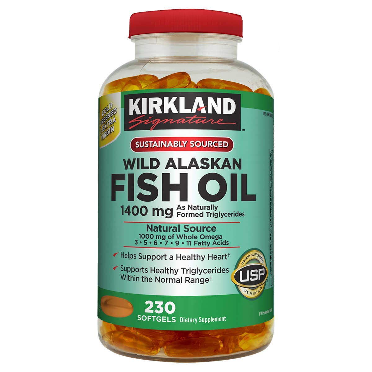 Wild Alaskan Fish Oil 1400 mg Dietary Supplement Soft Gels - 230 Count by Kirkland Signature