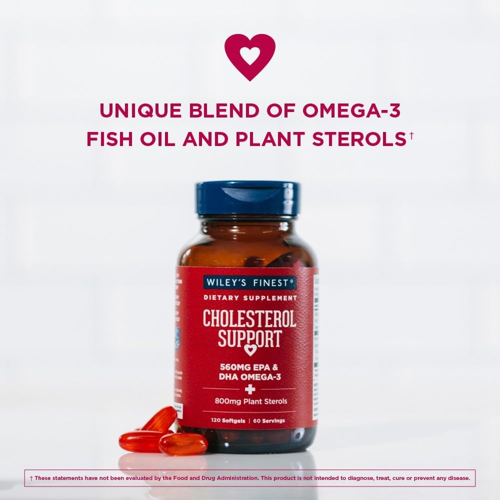 Wild Alaskan Fish Oil Cholesterol Support Softgels - Heart Health Supplement with 560mg Omega-3s - 120 Capsules for Men and Women