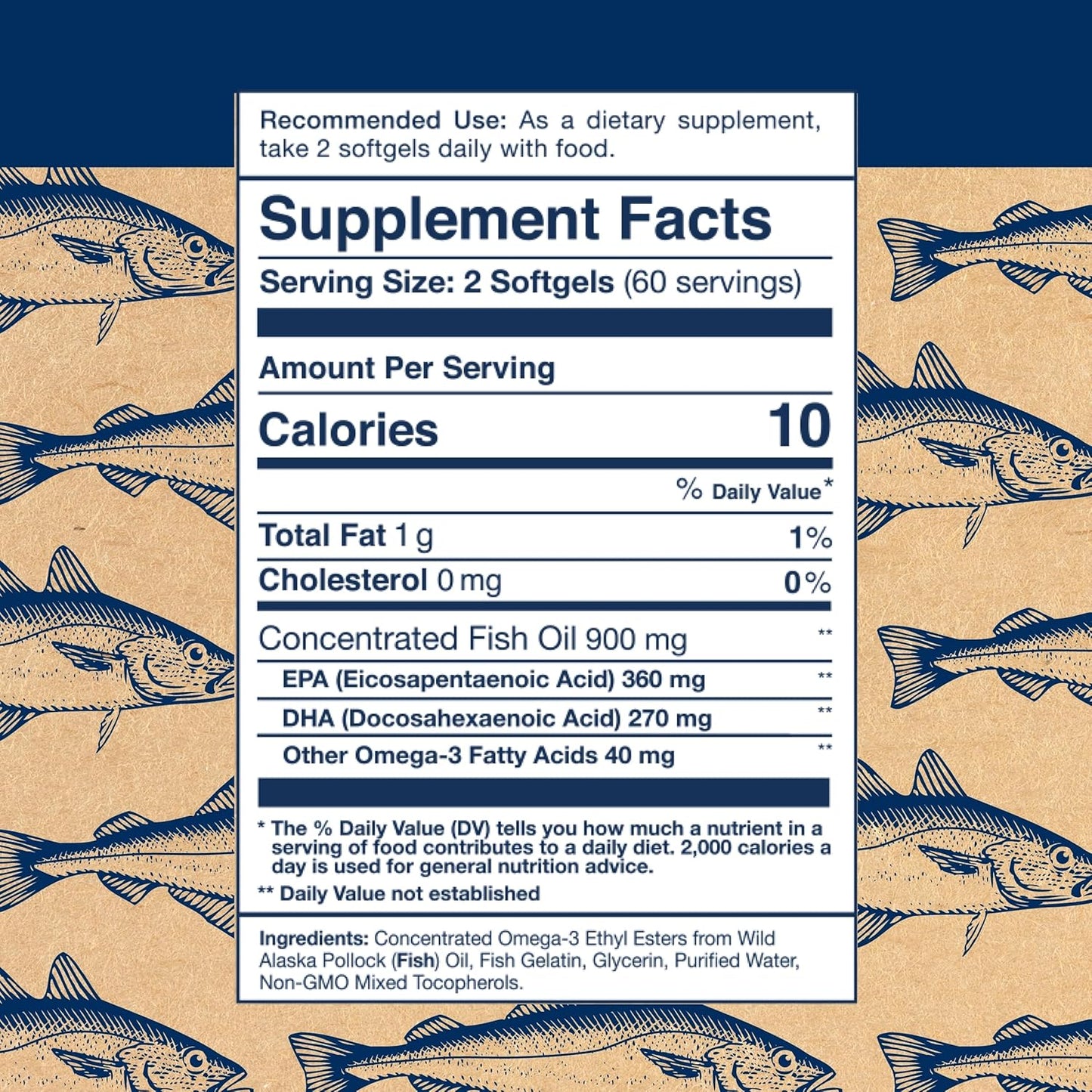 Wild Alaskan Fish Oil Easy Swallow Minis - Double-Strength Omega-3 Supplement - 630mg EPA and DHA - 120 Mini Softgels