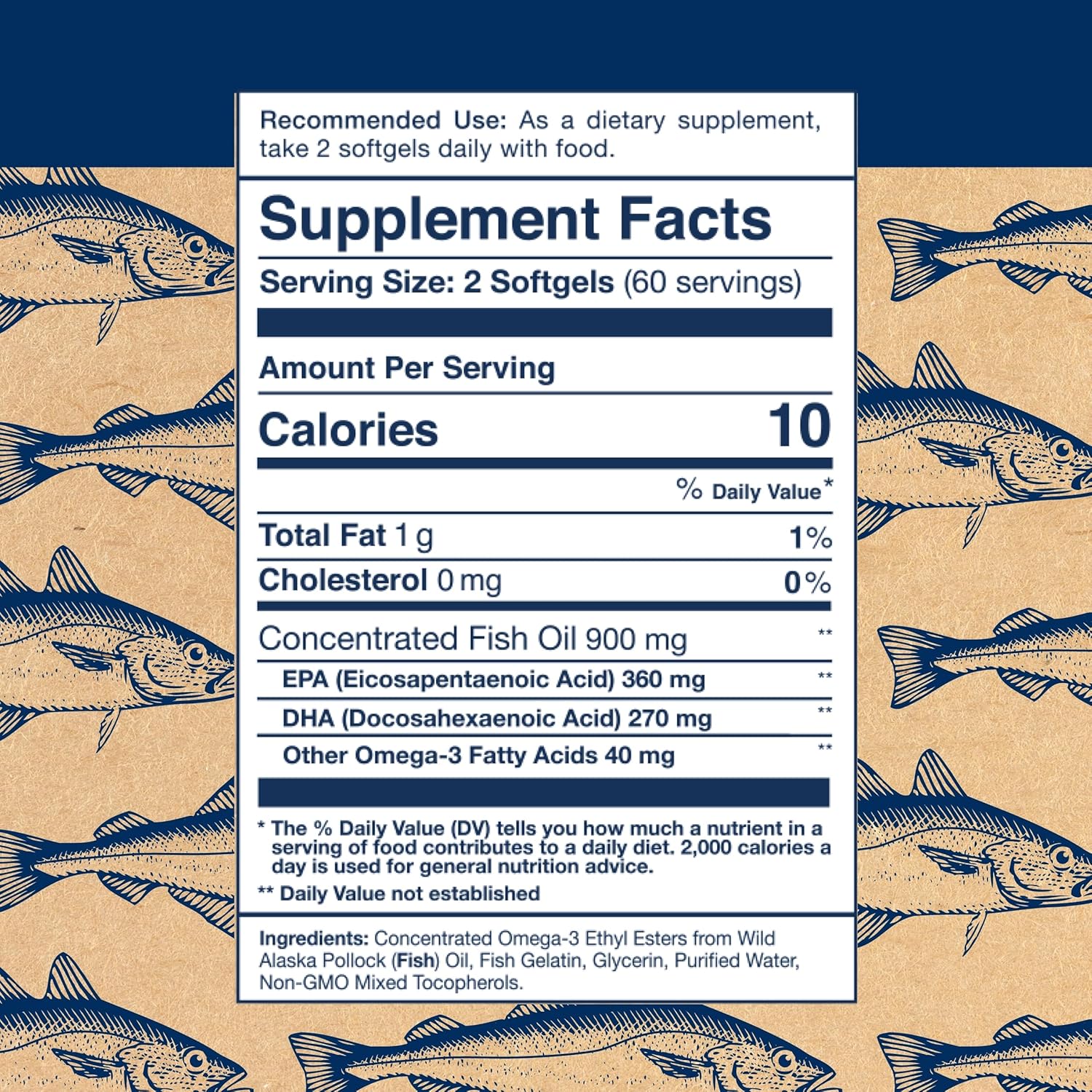 Wild Alaskan Fish Oil Easy Swallow Minis - Double-Strength Omega-3 Supplement - 630mg EPA and DHA - 120 Mini Softgels