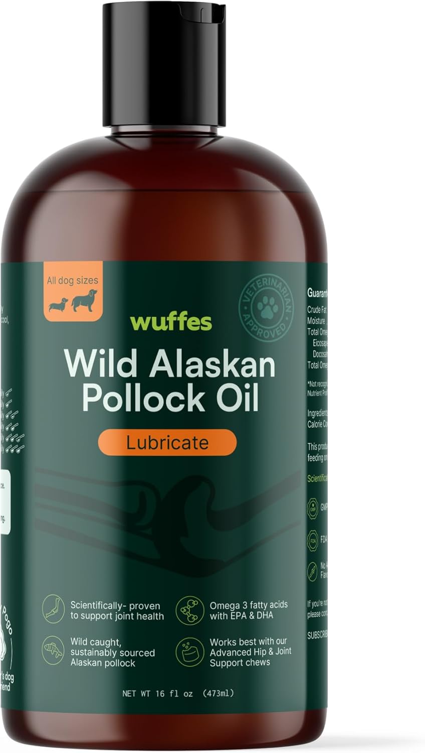 Wild Alaskan Pollock Oil for Dogs - Omega 3 Fatty Acids, Healthy Skin & Coat, Joint Support - 100% Pure Fish Oil - 16 Oz