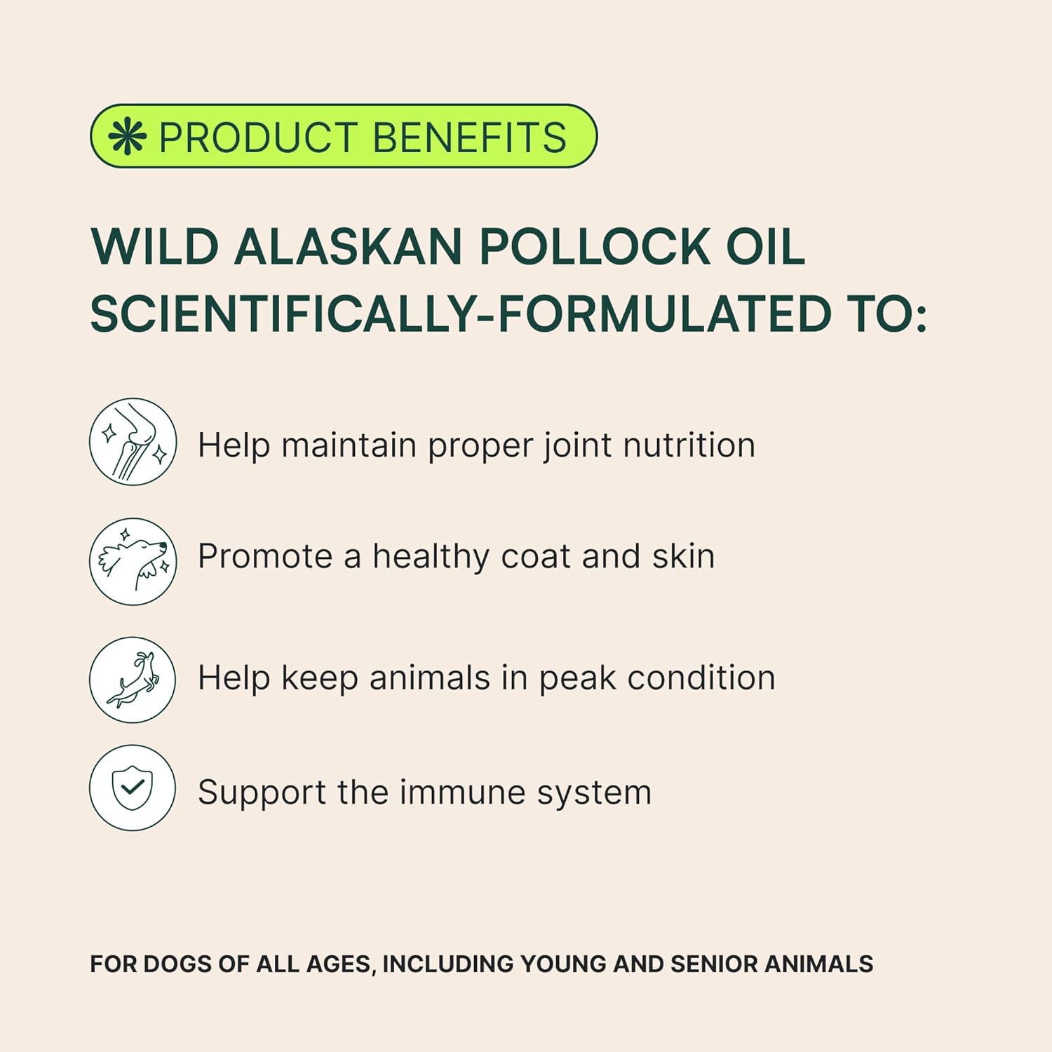 Wild Alaskan Pollock Oil for Dogs - Omega 3 Fatty Acids, Healthy Skin & Coat, Joint Support - 100% Pure Fish Oil - 16 Oz