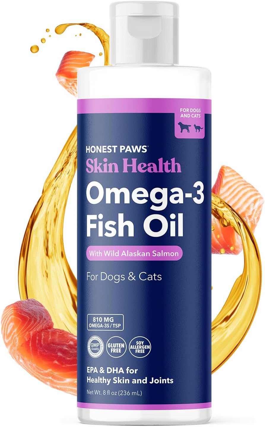 Wild Alaskan Salmon Oil for Dogs - Omega 3 Fish Oil, Healthy Skin & Joints - Fatty Acid, Pollock Oil - Sustainably Sourced - 8 Oz