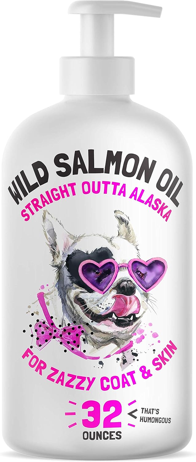 Wild Alaskan Salmon Oil for Dogs & Cats - Omega 3 6 9 Liquid Fatty Acids - Skin & Coat Supplement - Supports Joint, Brain, Eye, Immune & Heart Health - Made in USA - 32 oz