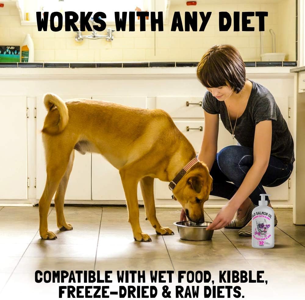 Wild Alaskan Salmon Oil for Dogs & Cats - Omega 3 6 9 Fatty Acids - Skin & Coat Supplement - Joint, Brain & Heart Health - 8 oz