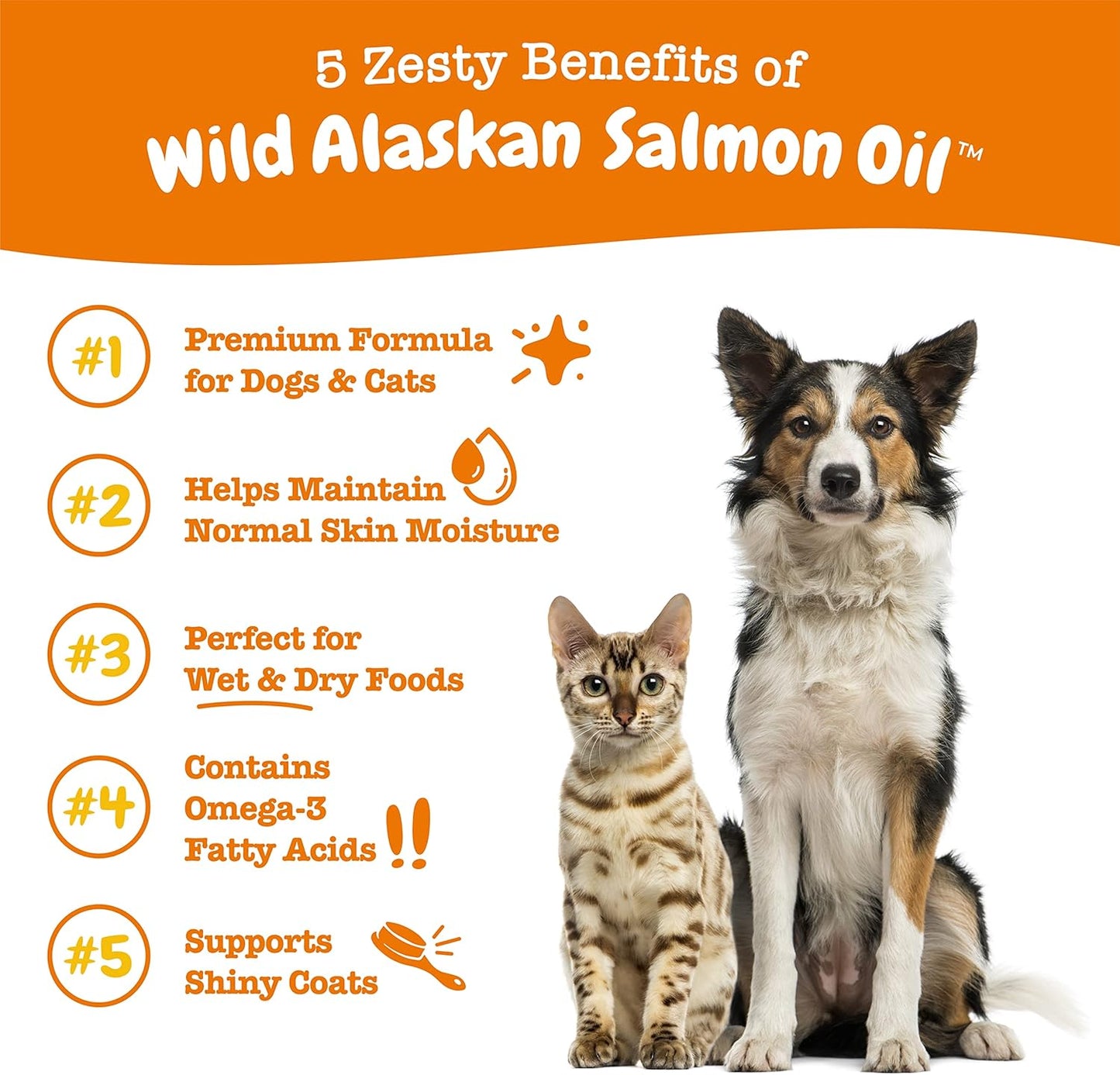 Wild Alaskan Salmon Oil for Pets - Omega 3 Liquid Supplement for Skin, Coat, Joints, Heart Health - 32oz Pump Bottle